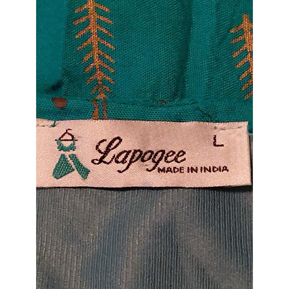 Lapogee Emerald Green & Gold 100% Indian Rayon Flowy Boho Maxi Dress Size Large - Picture 6 of 8